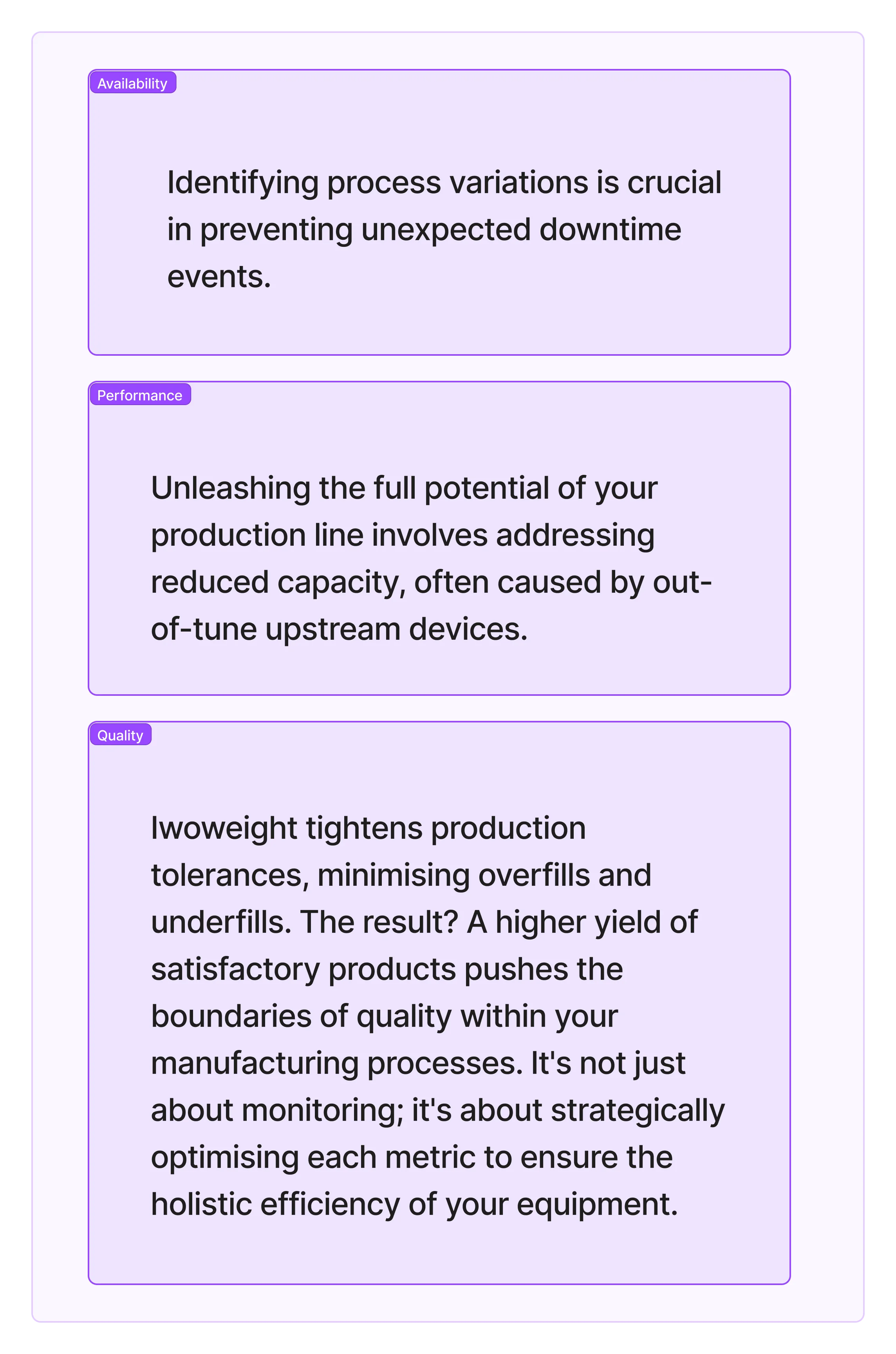 three key metrics availability, performance, and quality